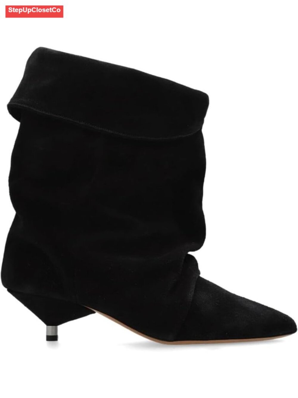 Slouchy Fold Over Ankle Boots Suede Kitten Heel Booties